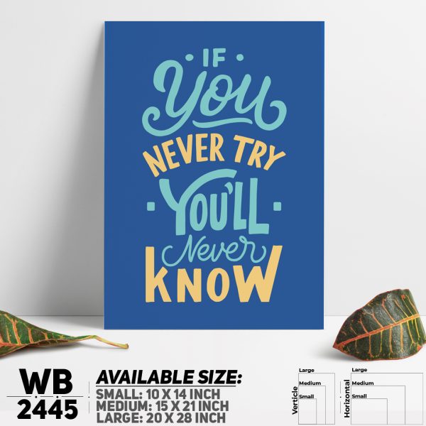 DDecorator Keep Trying - Motivational Wall Canvas Wall Poster Wall Board - 3 Size Available - WB2445 - DDecorator