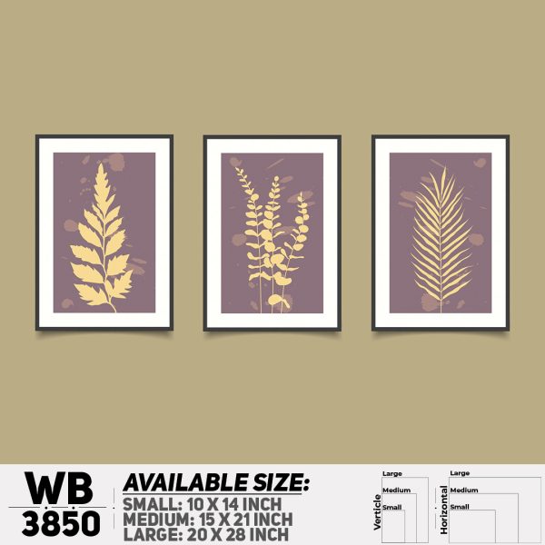 DDecorator Flower And Leaf ArtWork (Set of 3) Wall Canvas Wall Poster Wall Board - 3 Size Available - WB3850 - DDecorator
