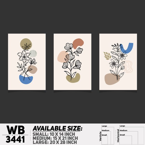 DDecorator Flower And Leaf ArtWork (Set of 3) Wall Canvas Wall Poster Wall Board - 3 Size Available - WB3441 - DDecorator