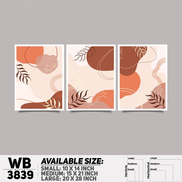 DDecorator Flower And Leaf ArtWork (Set of 3) Wall Canvas Wall Poster Wall Board - 3 Size Available - WB3839 - DDecorator