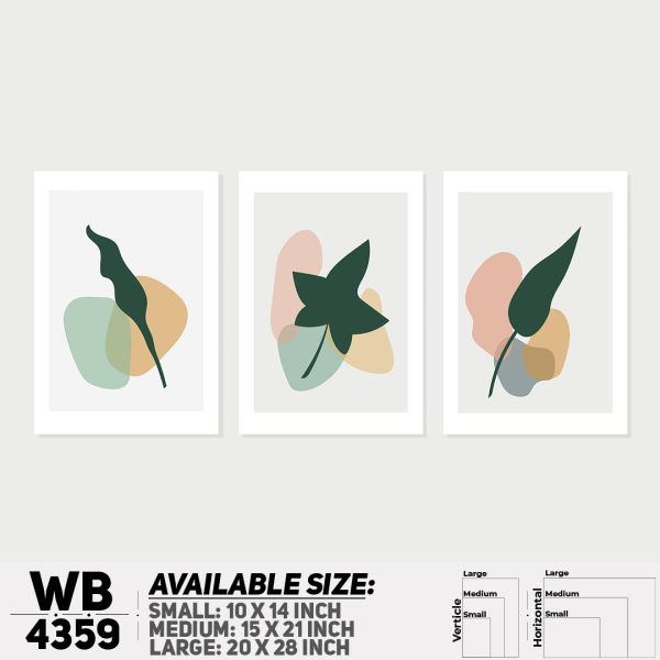 DDecorator Leaf With Abstract Art (Set of 3) Wall Canvas Wall Poster Wall Board - 3 Size Available - WB4359 - DDecorator