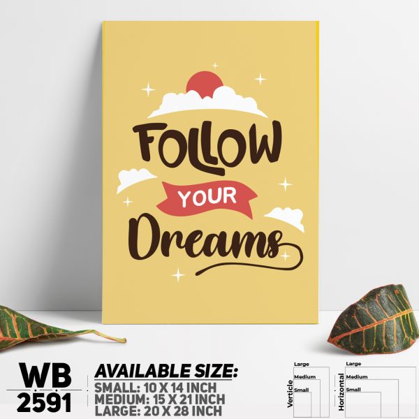 DDecorator Follow Your Dreams - Motivational Wall Canvas Wall Poster Wall Board - 3 Size Available - WB2591 - DDecorator