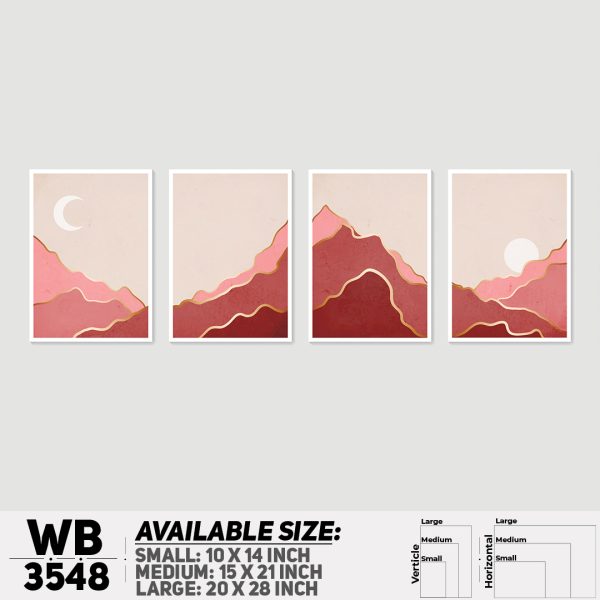 DDecorator Landscape Horizon Art (Set of 4) Wall Canvas Wall Poster Wall Board - 3 Size Available - WB3548 - DDecorator