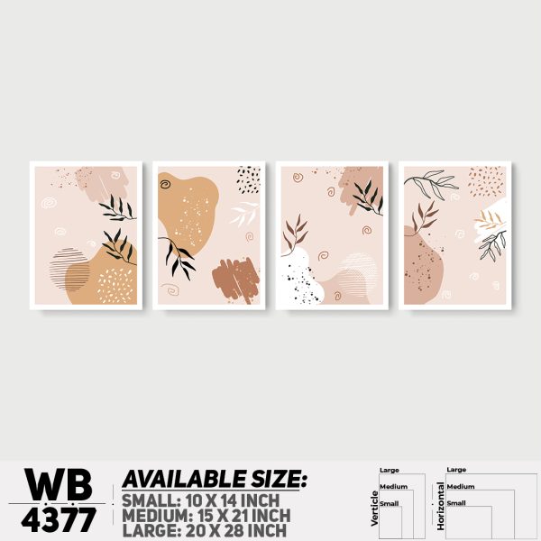 DDecorator Flower & Leaf Abstract Art (Set of 4) Wall Canvas Wall Poster Wall Board - 3 Size Available - WB4377 - DDecorator