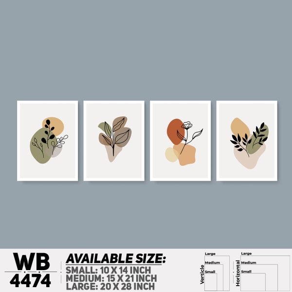 DDecorator Leaf With Abstract Art (Set of 4) Wall Canvas Wall Poster Wall Board - 3 Size Available - WB4474 - DDecorator