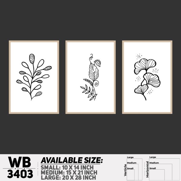 DDecorator Flower And Leaf ArtWork (Set of 3) Wall Canvas Wall Poster Wall Board - 3 Size Available - WB3403 - DDecorator