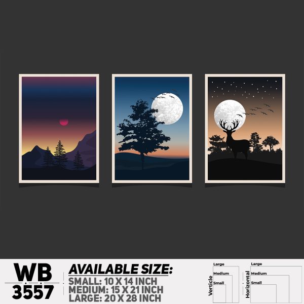 DDecorator Landscape Horizon Art (Set of 3) Wall Canvas Wall Poster Wall Board - 3 Size Available - WB3557 - DDecorator