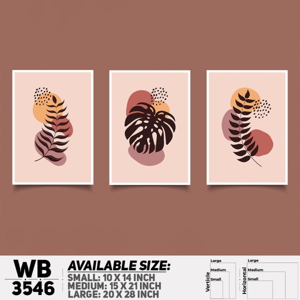 DDecorator Flower And Leaf ArtWork (Set of 3) Wall Canvas Wall Poster Wall Board - 3 Size Available - WB3546 - DDecorator