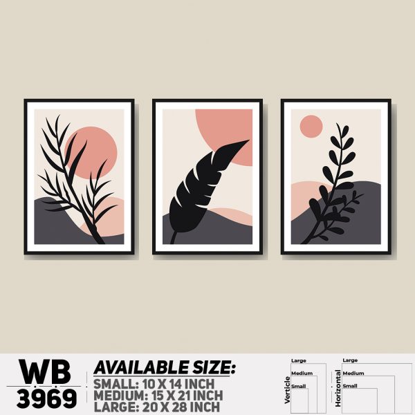 DDecorator Leaf Design Abstract Art (Set of 3) Wall Canvas Wall Poster Wall Board - 3 Size Available - WB3969 - DDecorator