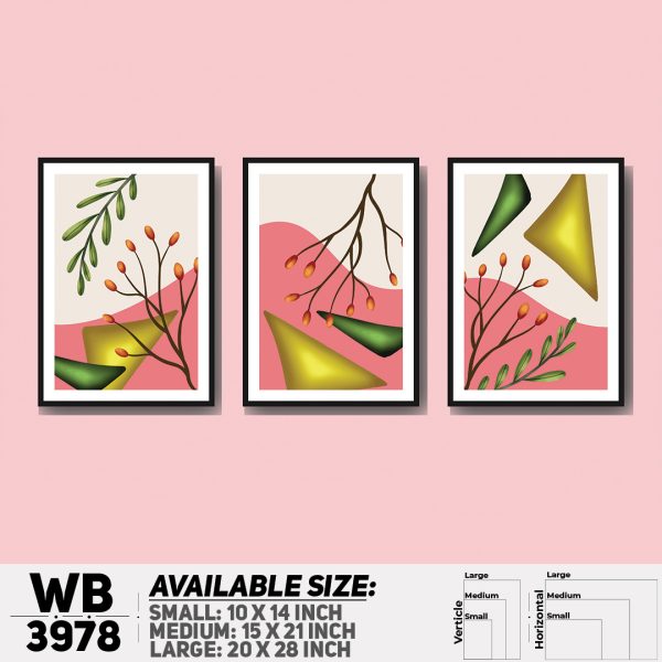 DDecorator Leaf Design Abstract Art (Set of 3) Wall Canvas Wall Poster Wall Board - 3 Size Available - WB3978 - DDecorator