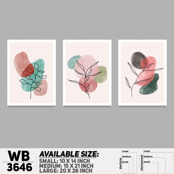 DDecorator Flower And Leaf ArtWork (Set of 3) Wall Canvas Wall Poster Wall Board - 3 Size Available - WB3646 - DDecorator
