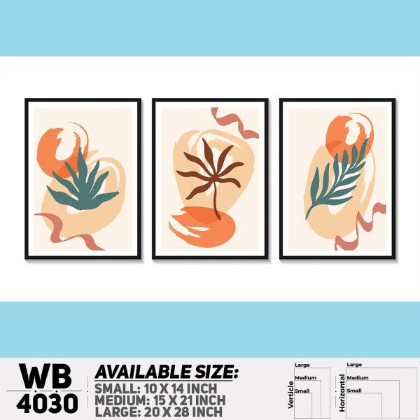 DDecorator Leaf With Abstract Art (Set of 3) Wall Canvas Wall Poster Wall Board - 3 Size Available - WB4030 - DDecorator
