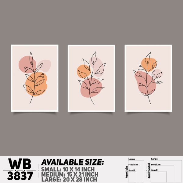 DDecorator Flower And Leaf ArtWork (Set of 3) Wall Canvas Wall Poster Wall Board - 3 Size Available - WB3837 - DDecorator