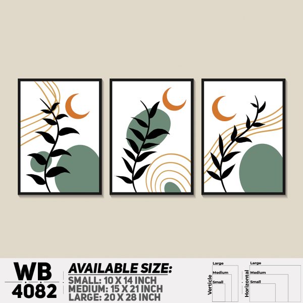 DDecorator Leaf With Abstract Art (Set of 3) Wall Canvas Wall Poster Wall Board - 3 Size Available - WB4082 - DDecorator