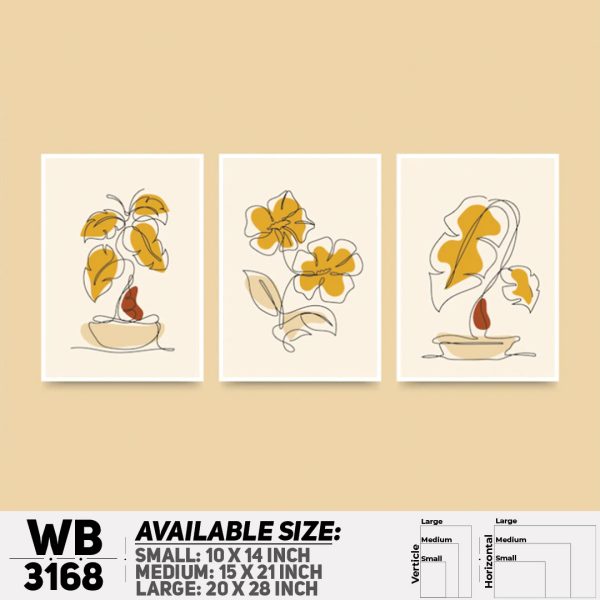 DDecorator Modern Leaf One Line Art ArtWork (Set of 3) Wall Canvas Wall Poster Wall Board - 3 Size Available - WB3168 - DDecorator
