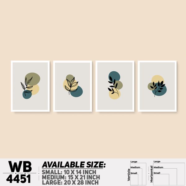 DDecorator Leaf With Abstract Art (Set of 4) Wall Canvas Wall Poster Wall Board - 3 Size Available - WB4451 - DDecorator