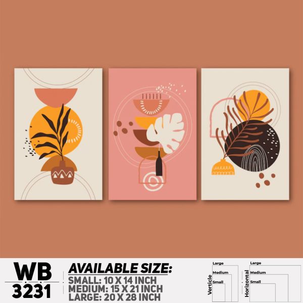 DDecorator Modern Leaf ArtWork (Set of 3) Wall Canvas Wall Poster Wall Board - 3 Size Available - WB3231 - DDecorator