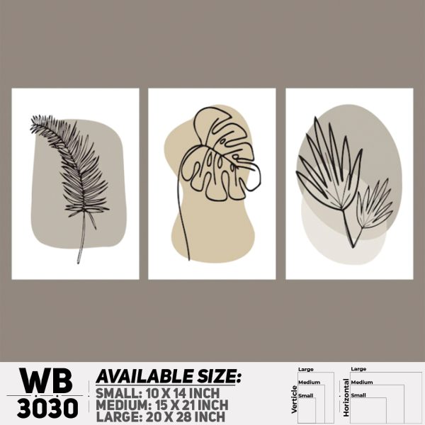 DDecorator Modern Leaf ArtWork (Set of 3) Wall Canvas Wall Poster Wall Board - 3 Size Available - WB3030 - DDecorator