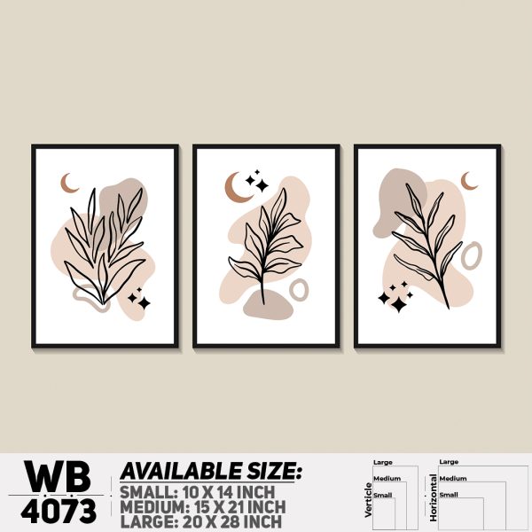 DDecorator Leaf With Abstract Art (Set of 3) Wall Canvas Wall Poster Wall Board - 3 Size Available - WB4073 - DDecorator