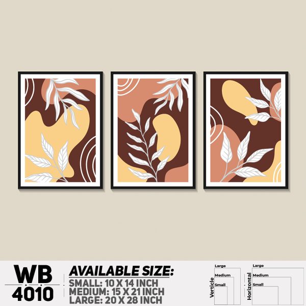 DDecorator Leaf With Abstract Art (Set of 3) Wall Canvas Wall Poster Wall Board - 3 Size Available - WB4010 - DDecorator