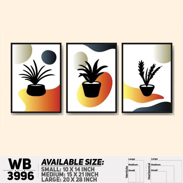 DDecorator Flower & Leaf Abstract Art (Set of 3) Wall Canvas Wall Poster Wall Board - 3 Size Available - WB3996 - DDecorator