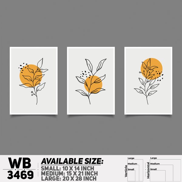 DDecorator Flower And Leaf ArtWork (Set of 3) Wall Canvas Wall Poster Wall Board - 3 Size Available - WB3469 - DDecorator