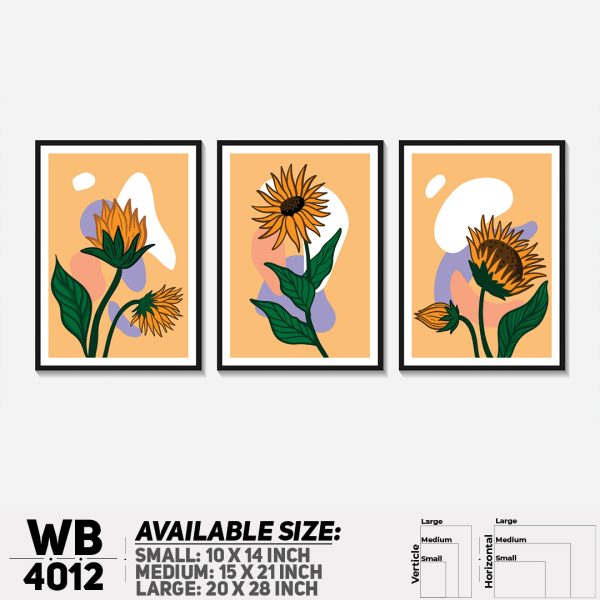 DDecorator Flower & Leaf Abstract Art (Set of 3) Wall Canvas Wall Poster Wall Board - 3 Size Available - WB4012 - DDecorator