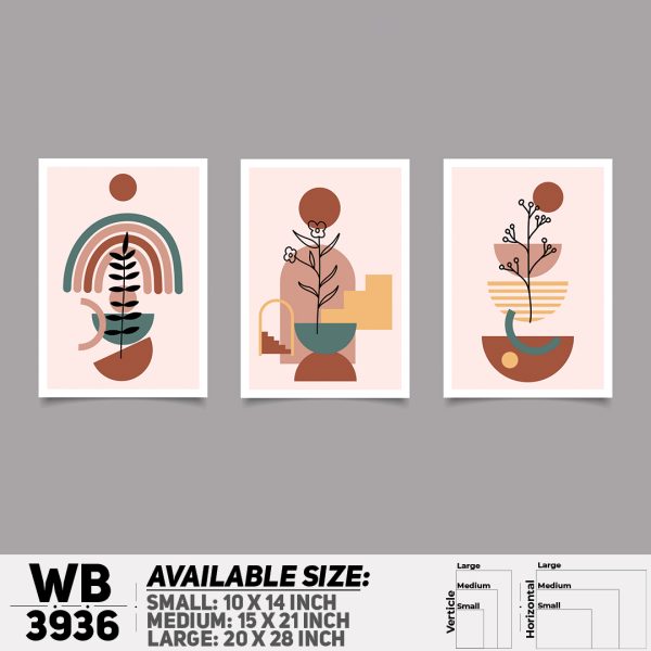 DDecorator Flower And Leaf ArtWork (Set of 3) Wall Canvas Wall Poster Wall Board - 3 Size Available - WB3936 - DDecorator