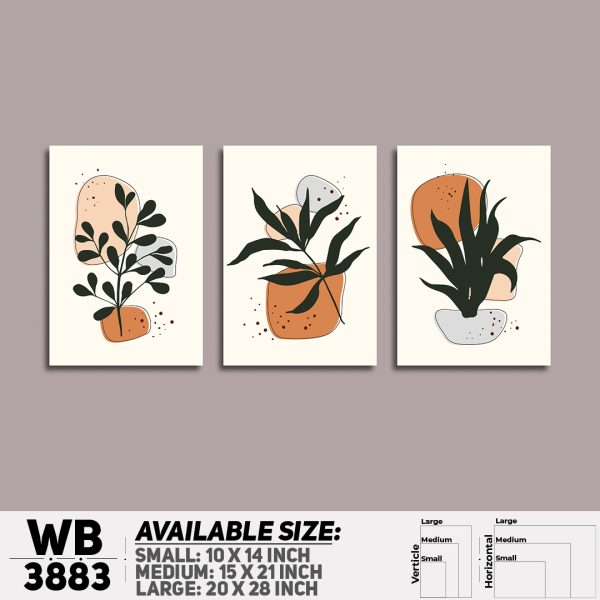 DDecorator Flower And Leaf ArtWork (Set of 3) Wall Canvas Wall Poster Wall Board - 3 Size Available - WB3883 - DDecorator
