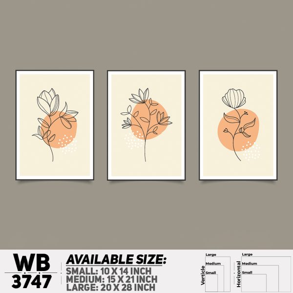 DDecorator Flower And Leaf ArtWork (Set of 3) Wall Canvas Wall Poster Wall Board - 3 Size Available - WB3747 - DDecorator