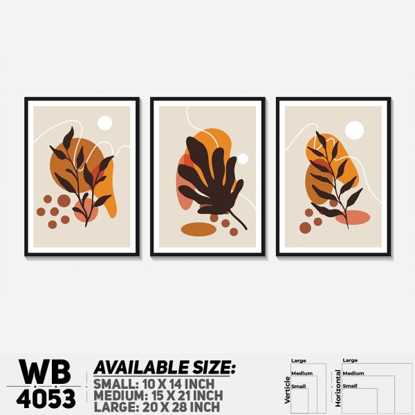 DDecorator Leaf With Abstract Art (Set of 3) Wall Canvas Wall Poster Wall Board - 3 Size Available - WB4053 - DDecorator