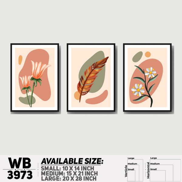 DDecorator Flower Desing Abstract Art (Set of 3) Wall Canvas Wall Poster Wall Board - 3 Size Available - WB3973 - DDecorator