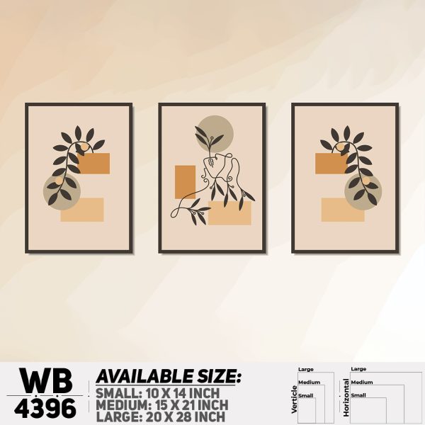 DDecorator Line Art Flowe & Leaf (Set of 3) Wall Canvas Wall Poster Wall Board - 3 Size Available - WB4396 - DDecorator