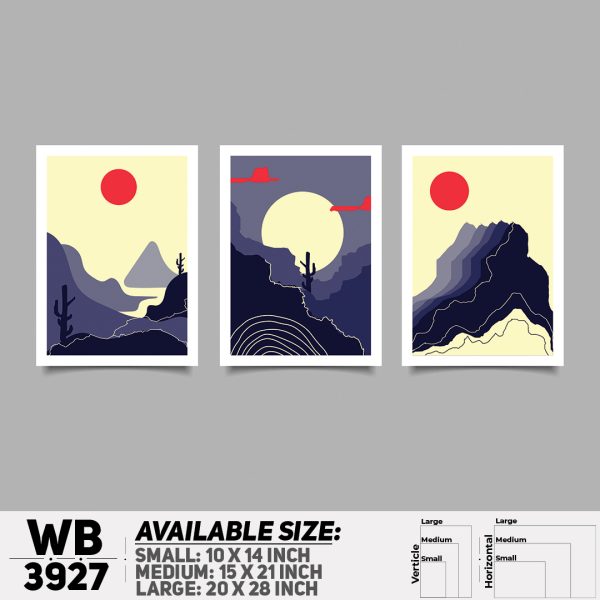 DDecorator Landscape Horizon Art (Set of 3) Wall Canvas Wall Poster Wall Board - 3 Size Available - WB3927 - DDecorator