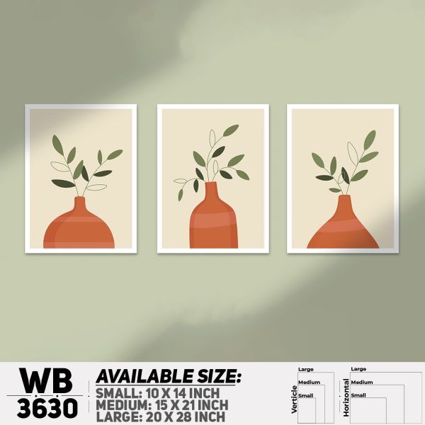 DDecorator Flower And Leaf ArtWork (Set of 3) Wall Canvas Wall Poster Wall Board - 3 Size Available - WB3630 - DDecorator