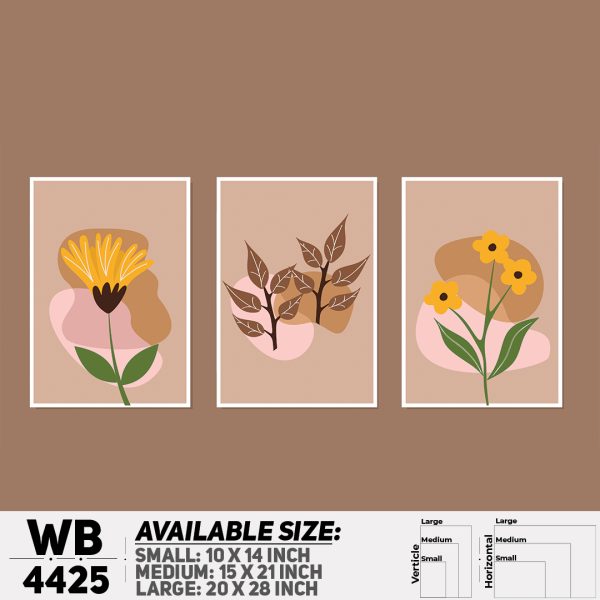 DDecorator Flower & Leaf Abstract Art (Set of 3) Wall Canvas Wall Poster Wall Board - 3 Size Available - WB4425 - DDecorator