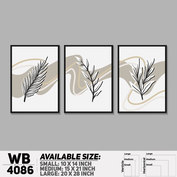 DDecorator Flower & Leaf Abstract Art (Set of 3) Wall Canvas Wall Poster Wall Board - 3 Size Available - WB4086 - DDecorator
