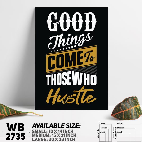 DDecorator Good Things - Hustle - Motivational Wall Canvas Wall Poster Wall Board - 3 Size Available - WB2735 - DDecorator