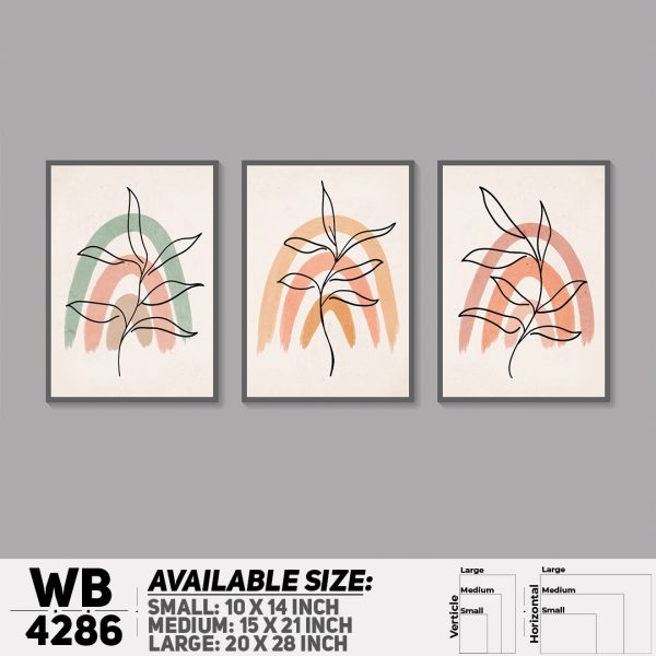 DDecorator Leaf With Abstract Art (Set of 3) Wall Canvas Wall Poster Wall Board - 3 Size Available - WB4286 - DDecorator