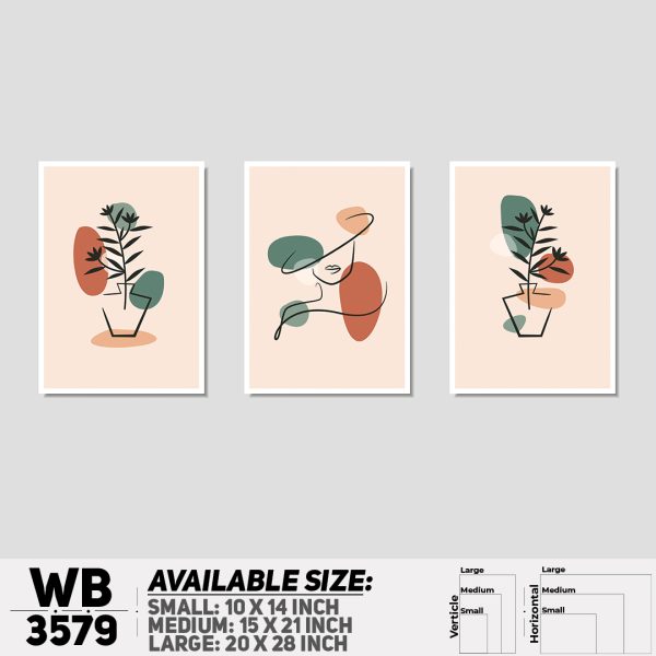 DDecorator Flower And Leaf ArtWork (Set of 3) Wall Canvas Wall Poster Wall Board - 3 Size Available - WB3579 - DDecorator