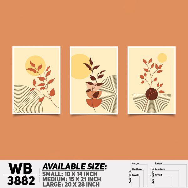 DDecorator Flower And Leaf ArtWork (Set of 3) Wall Canvas Wall Poster Wall Board - 3 Size Available - WB3882 - DDecorator