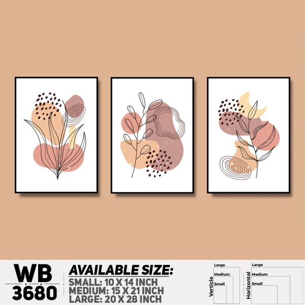 DDecorator Flower And Leaf ArtWork (Set of 3) Wall Canvas Wall Poster Wall Board - 3 Size Available - WB3680 - DDecorator