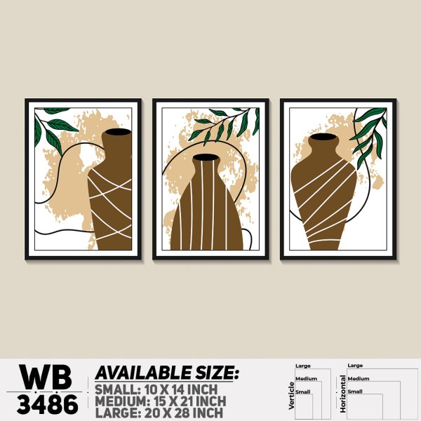 DDecorator Flower And Leaf ArtWork (Set of 3) Wall Canvas Wall Poster Wall Board - 3 Size Available - WB3486 - DDecorator