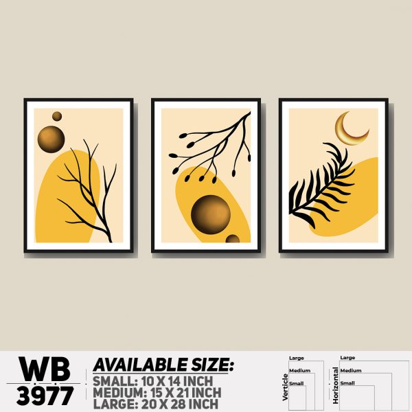 DDecorator Leaf Design Abstract Art (Set of 3) Wall Canvas Wall Poster Wall Board - 3 Size Available - WB3977 - DDecorator