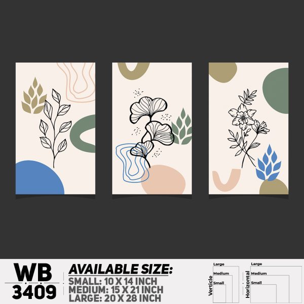 DDecorator Flower And Leaf ArtWork (Set of 3) Wall Canvas Wall Poster Wall Board - 3 Size Available - WB3409 - DDecorator