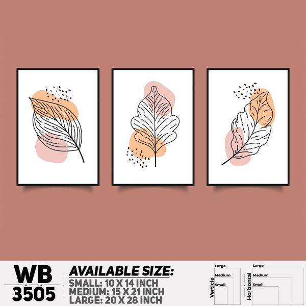DDecorator Leaf ArtWork (Set of 3) Wall Canvas Wall Poster Wall Board - 3 Size Available - WB3505 - DDecorator