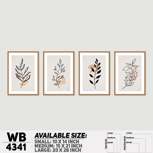 DDecorator Flower & Leaf Abstract Art (Set of 4) Wall Canvas Wall Poster Wall Board - 3 Size Available - WB4341 - DDecorator