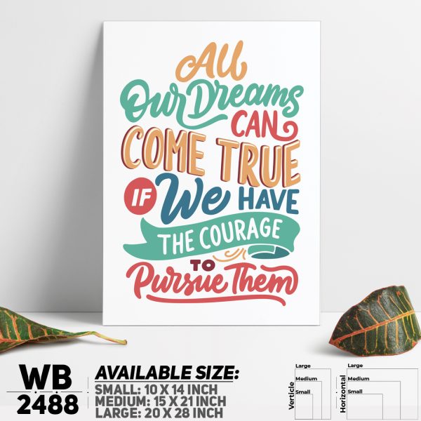 DDecorator Dream Come True - Motivational Wall Canvas Wall Poster Wall Board - 3 Size Available - WB2488 - DDecorator