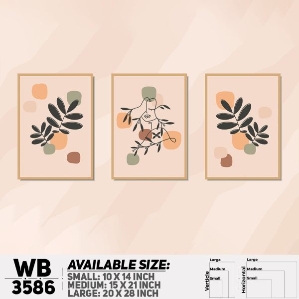 DDecorator Leaf & Line Art ArtWork (Set of 3) Wall Canvas Wall Poster Wall Board - 3 Size Available - WB3586 - DDecorator