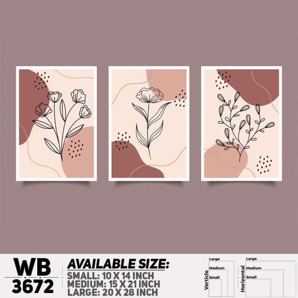 DDecorator Flower And Leaf ArtWork (Set of 3) Wall Canvas Wall Poster Wall Board - 3 Size Available - WB3672 - DDecorator